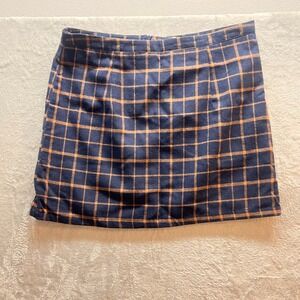 Heartbreak Mini Skirt‎ Plaid Blue Orange Checkered New XL